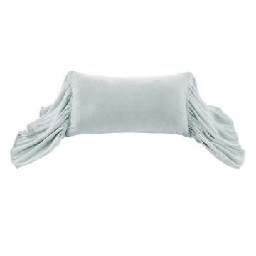 Picture of Stella Faux Silk Velvet Long Ruffled Pillow - Icy Blue