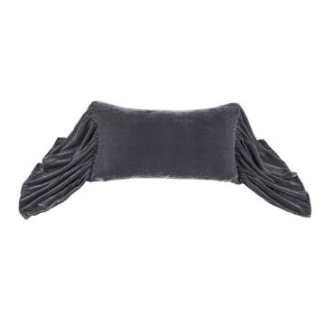 Picture of Stella Faux Silk Velvet Long Ruffled Pillow - Dark Slate
