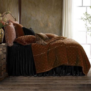 Picture of Stella Faux Silk Velvet Bedspread Set - Black - Twin