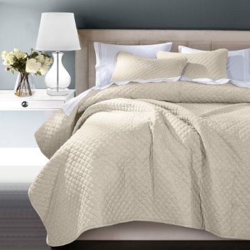 Picture of Anna Diamond Quilted Coverlet - Light Tan - Twin