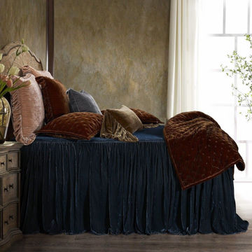 Picture of Stella Faux Silk Velvet Bedspread Set - Midnight Blue