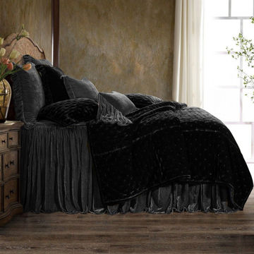 Picture of Stella Faux Silk Velvet Bedspread Set - Slate