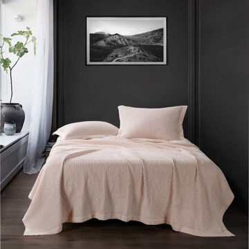 Picture of Waffle Weave 3-Piece Cotton Coverlet Set - Blush