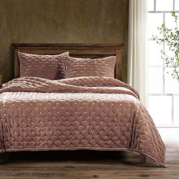 Picture of Stella Faux Silk Velvet Quilt - Dusty Rose
