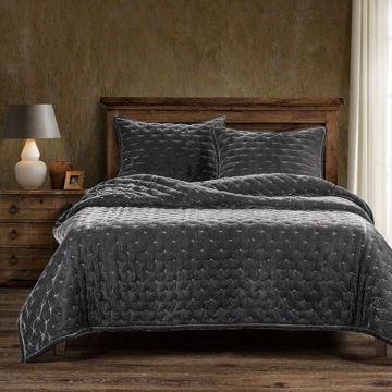 Picture of Stella Faux Silk Velvet Quilt - Slate