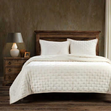 Picture of Stella Faux Silk Velvet Quilt - Stone