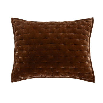 Picture of Stella Faux Silk Velvet Pillow Sham - Copper Brown