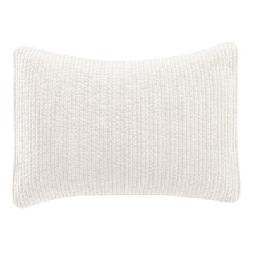 Picture of Stonewashed Cotton Velvet Quilted Pillow Sham - Vintage White