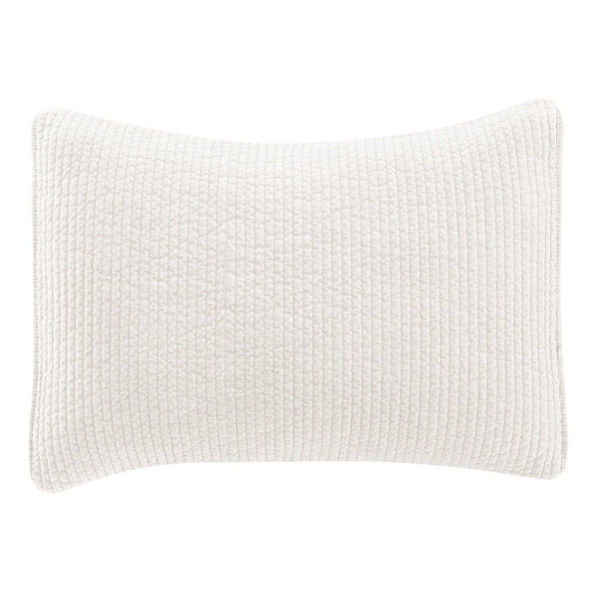 Picture of Stonewashed Cotton Velvet Quilted Pillow Sham - Vintage White