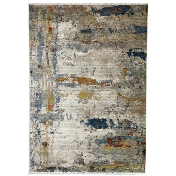 Picture of Plains Collection Beige and Navy 100% Polypropylene Machine Tufted Transitional Rug
