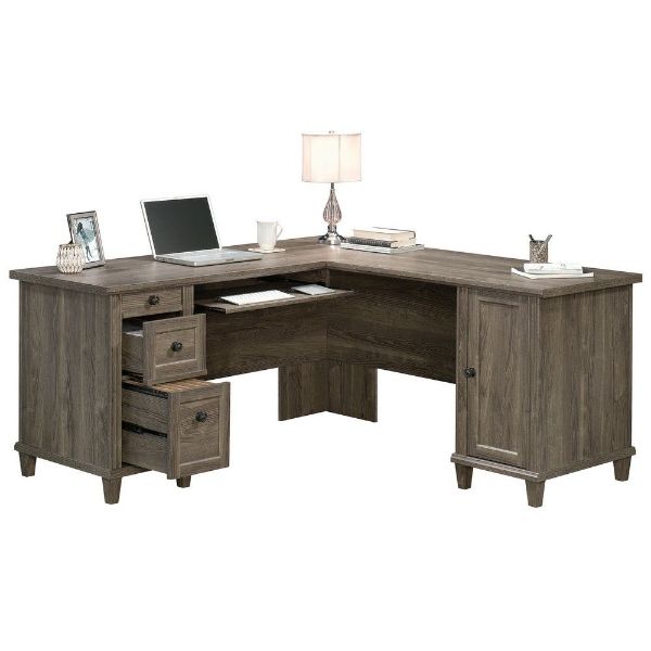 Hammond LShaped Desk Emery Oak American Home Furniture Store and