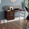 Picture of Radial Single Pedestal Desk - Umber Wood