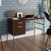 Picture of Radial Single Pedestal Desk - Umber Wood