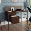 Picture of Radial Single Pedestal Desk - Umber Wood