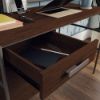 Picture of Radial Single Pedestal Desk - Umber Wood