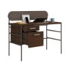 Picture of Radial Single Pedestal Desk - Umber Wood