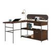 Picture of Radial L Desk - Umber Wood