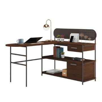 Picture of Radial L Desk - Umber Wood