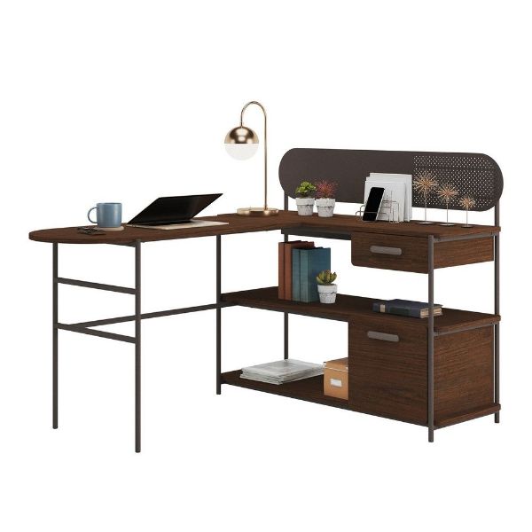 Picture of Radial L Desk - Umber Wood