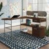 Picture of Radial L Desk - Umber Wood