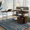 Picture of Radial L Desk - Umber Wood