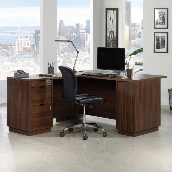 Palo Alto 60" LShaped Desk Spiced Mahogany American Home Furniture