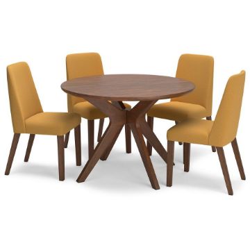 Picture of Logan 5-Piece Round Dining Set - Mustard