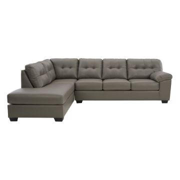 Picture of Don Faux Leather 2-Piece Sectional with Chaise - Gray