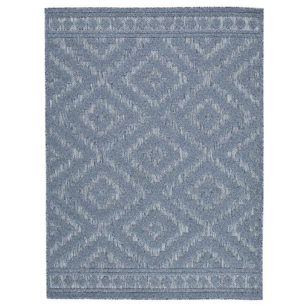 Picture of Finnwell Indoor/Outdoor Blue Gray Polyester and Polypropylene Machine Woven Contemporary Rug