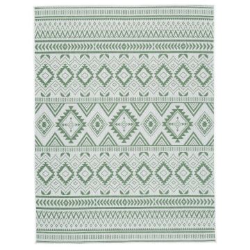 Picture of Kierick Indoor/Outdoor Green White Polyester and Polypropylene Machine Woven Casual Rug