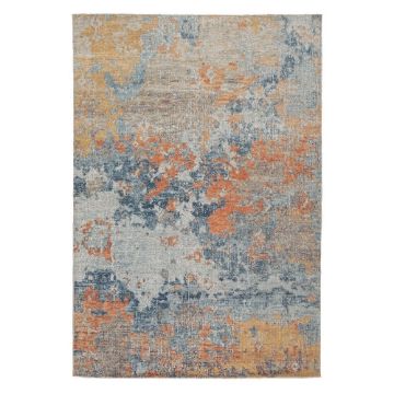 Picture of Wraylen Indoor/Outdoor Orange Blue Polyester and Polypropylene Machine Woven Contemporary Rug