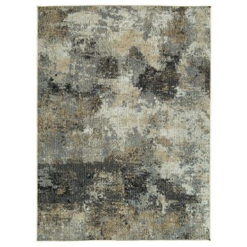 Picture of Simburgh Indoor/Outdoor Gray Black Polyester and Polypropylene Machine Woven Contemporary Rug