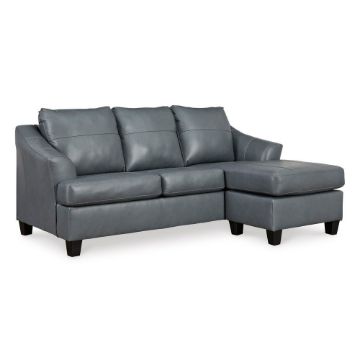 Picture of Gene Leather Sofa with Chaise - Steel