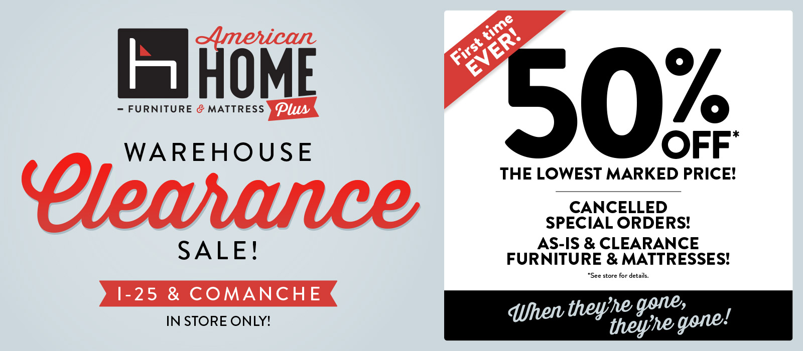 Warehouse Clearance Sale - 50% off Lowest Price