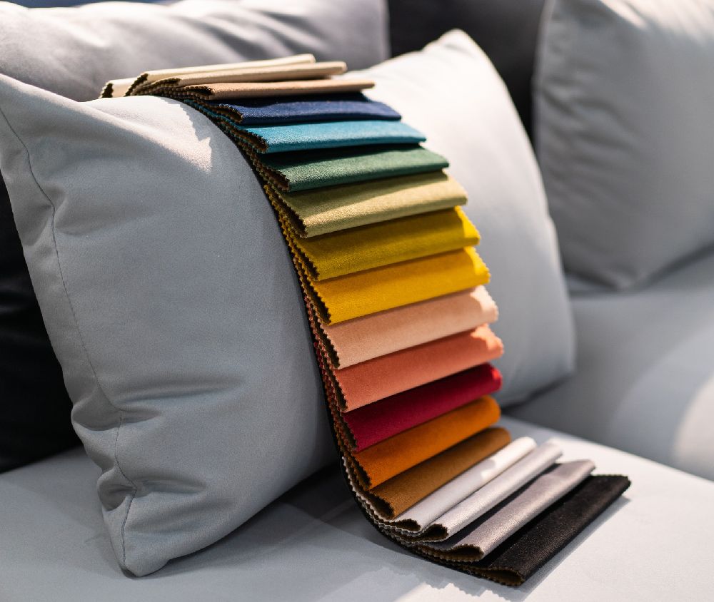 A close-up of durable and stylish sofa fabric, chosen for a specific lifestyle
